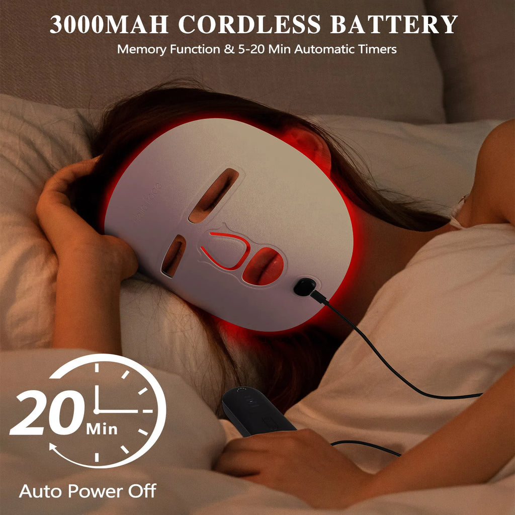 LED Face Mask Facial Care Tool, Red Light Therapy Mask for Face for Skincare at Home Travel